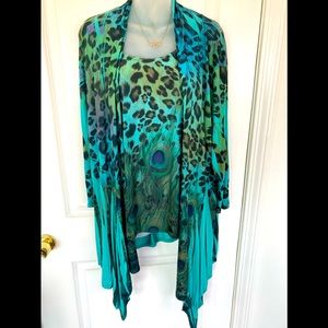 Boutique Peacock Print Jacket with matching Tank Top